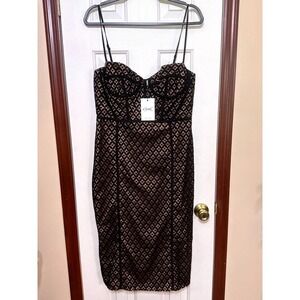 Bardot‎ Black Lace Bustier Dress Cocktail Party Bodycon US 10